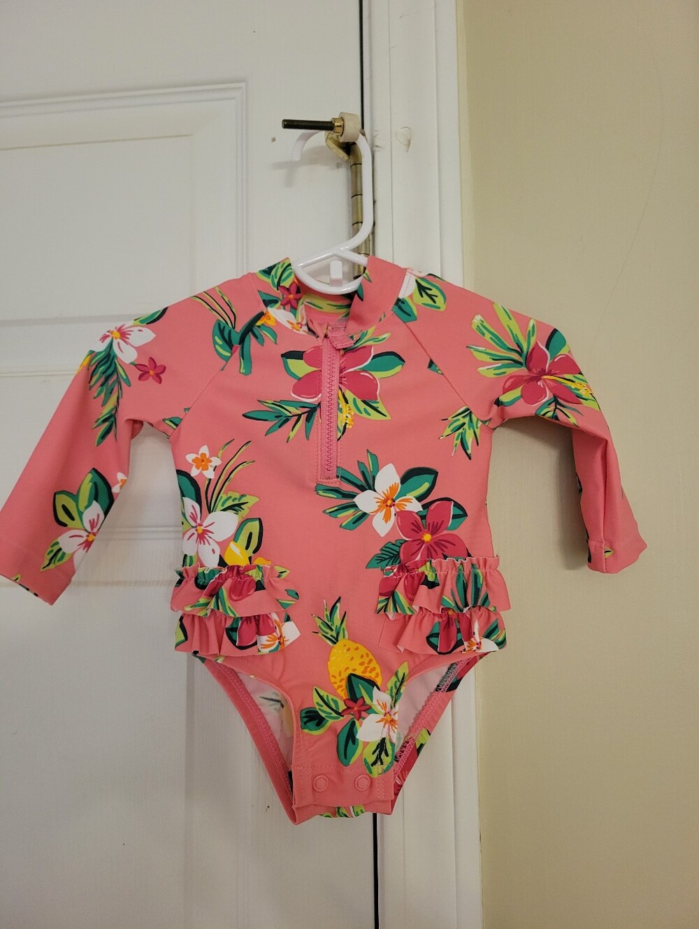 Carters Rashguard Swimsuit Pink Floral 3 Months